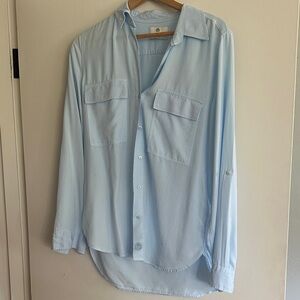 Small babaton utility Light Blue Casual Button-Down Shirt with Chest Pockets